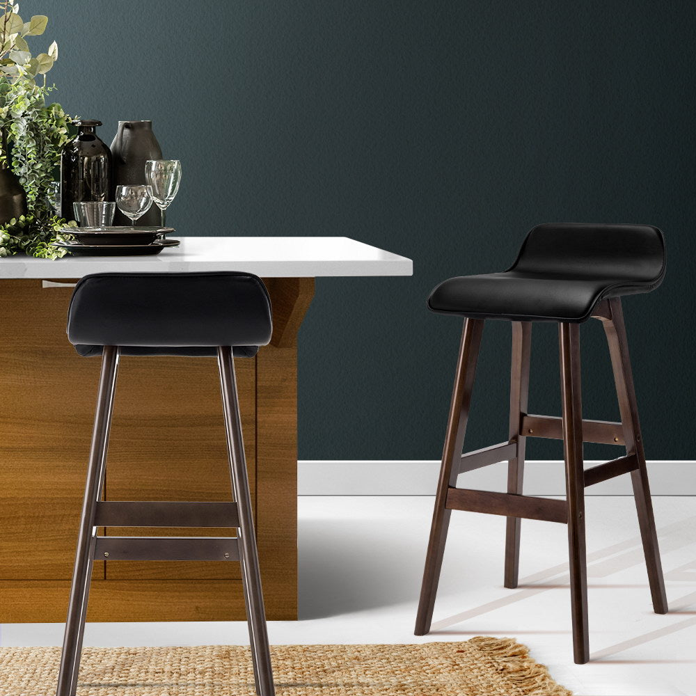 Artiss 2x Bar Stools Wooden Stool Black