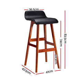 Artiss 4x Bar Stools Wooden Stool Black - 0