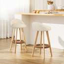 Artiss 2x Bar Stools Padded Leather Wooden Beige-1