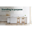 Artiss 2x Bar Stools Padded Leather Wooden Beige-7