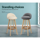 Artiss 2x Bar Stools Padded Leather Wooden Beige-12