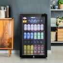 Devanti 115L Bar Fridge Glass Door w/Light Black-1