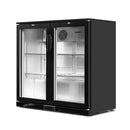 Devanti 198L Bar Fridge Dual Glass Door w/Light Black-6