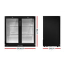 Devanti 198L Bar Fridge Dual Glass Door w/Light Black-7