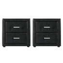 Artiss 2X Bedside Table 2 Drawers Side Table Leather - CADEN Black-3