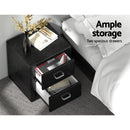 Artiss 2X Bedside Table 2 Drawers Side Table Leather - CADEN Black-5