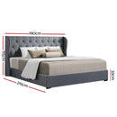 Artiss Issa Bed Frame Fabric Gas Lift Storage - Grey King-3