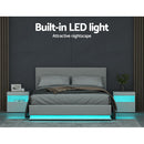 Artiss Lumi LED Bed Frame PU Leather Gas Lift Storage - White Queen-4