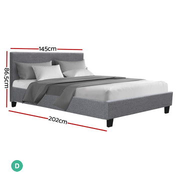 Artiss Neo Bed Frame Fabric - Grey Double - 0