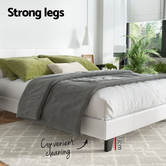 Artiss Neo Bed Frame PU Leather - White Double