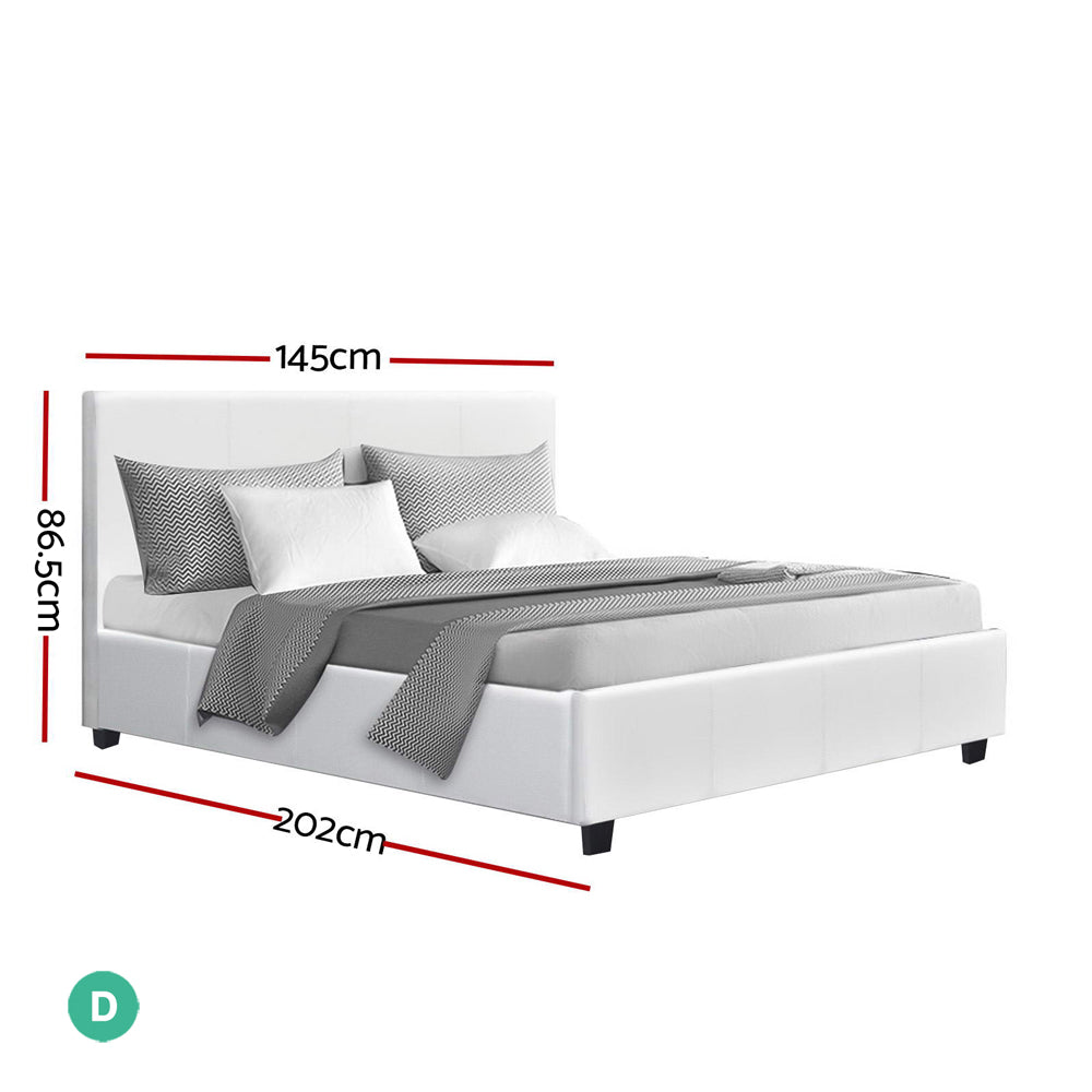 Artiss Neo Bed Frame PU Leather - White Double - 0