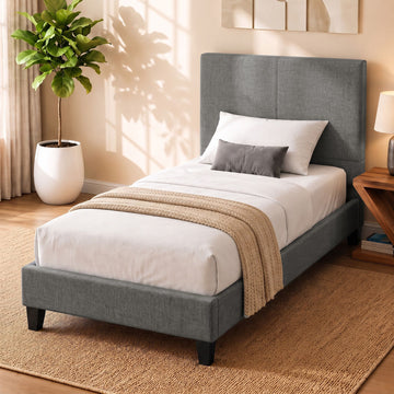 Artiss Neo Bed Frame Fabric - Grey King Single
