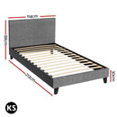 Artiss Neo Bed Frame Fabric - Grey King Single-3