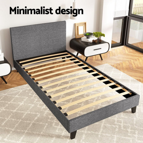 Artiss Neo Bed Frame Fabric - Grey King Single