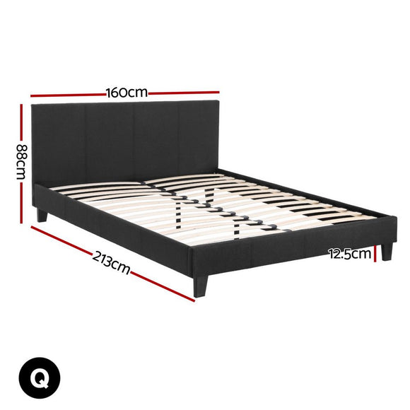 Artiss Neo Bed Frame Fabric - Charcoal Queen
