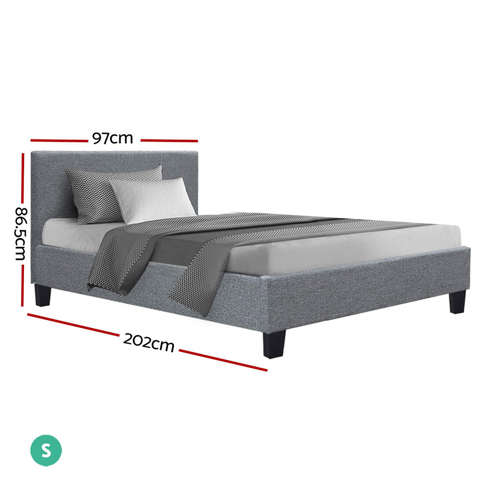 Artiss Neo Bed Frame Fabric - Grey Single - 0