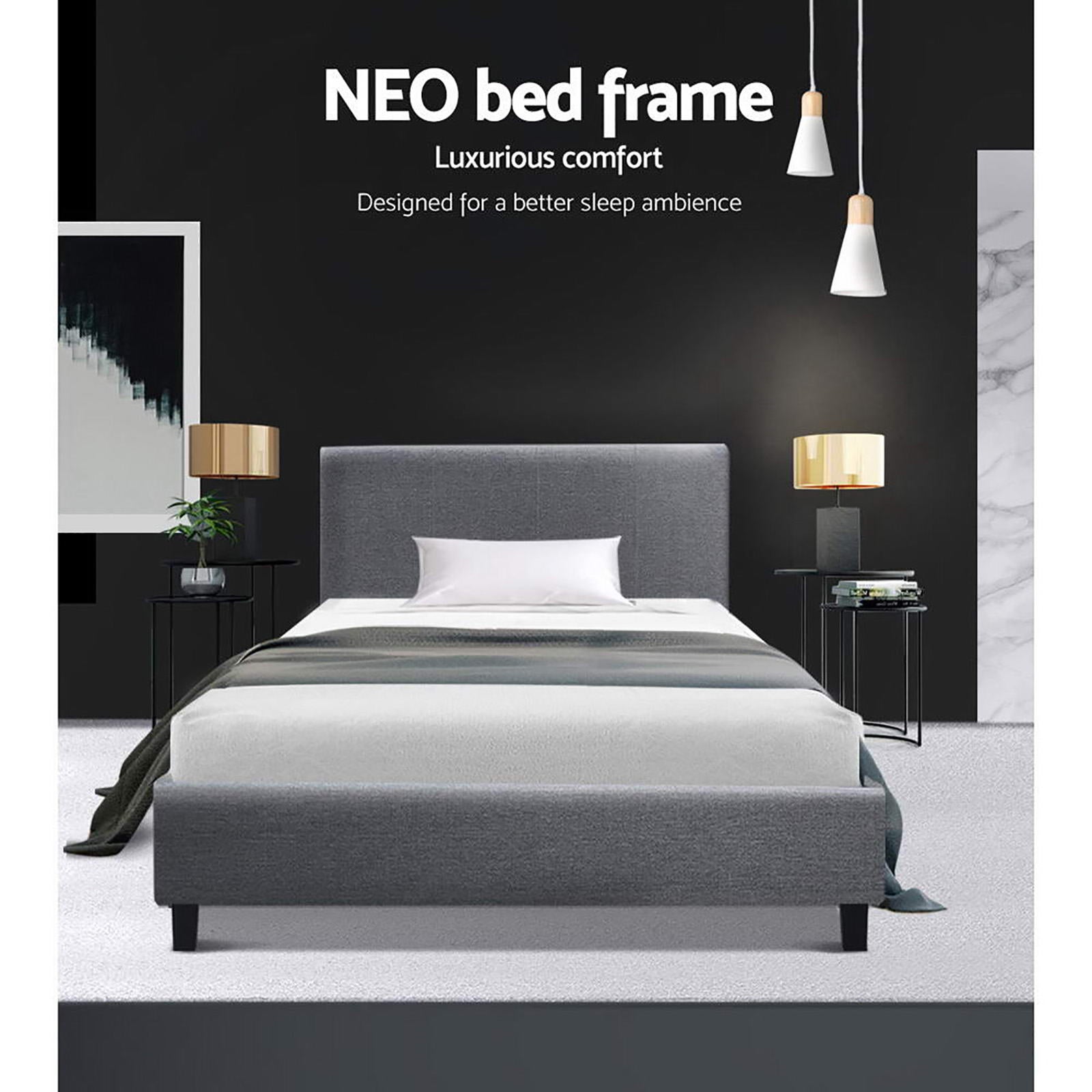 Artiss Neo Bed Frame Fabric - Grey Single