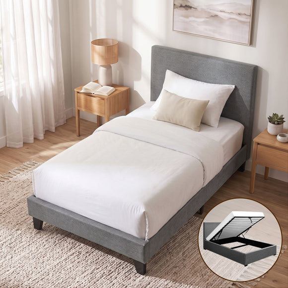 Artiss Nino Bed Frame Fabric - Grey King Single