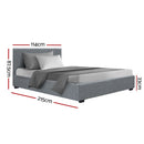 Artiss Nino Bed Frame Fabric - Grey King Single-3