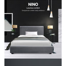 Artiss Nino Bed Frame Fabric - Grey King Single-3