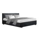 Artiss Nino Bed Frame PU Leather - Black Queen-2