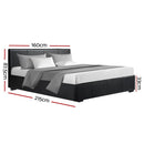 Artiss Nino Bed Frame PU Leather - Black Queen-3