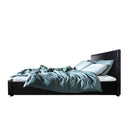 Artiss Nino Bed Frame PU Leather - Black Queen-5
