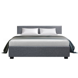 Artiss Bed Frame Queen Size Gas Lift Base -NINO Grey - 0
