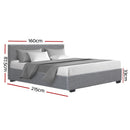 Artiss Bed Frame Queen Size Gas Lift Base -NINO Grey-4