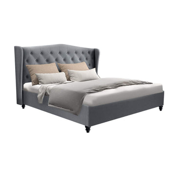 Artiss Pier Bed Frame Fabric - Grey Double - 0