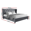 Artiss Pier Bed Frame Fabric - Grey Double-3