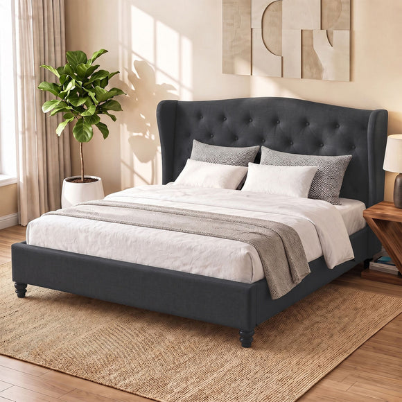 Artiss Pier Bed Frame Fabric - Charcoal King