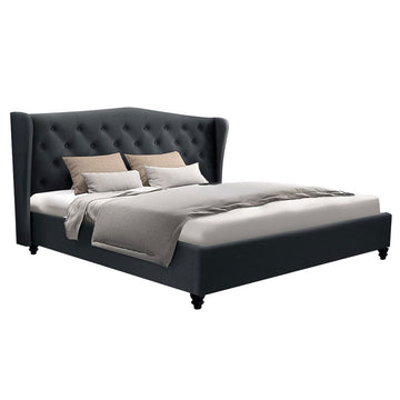 Artiss Pier Bed Frame Fabric - Charcoal King - 0