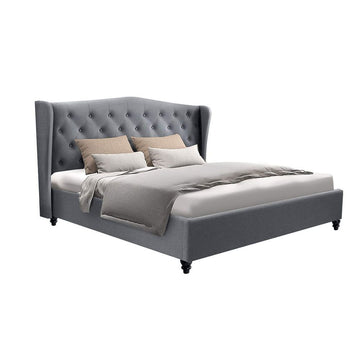 Artiss Pier Bed Frame Fabric - Grey Queen - 0