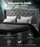 Artiss Pier Bed Frame Fabric - Grey Queen-4