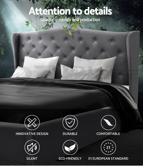 Artiss Pier Bed Frame Fabric - Grey Queen