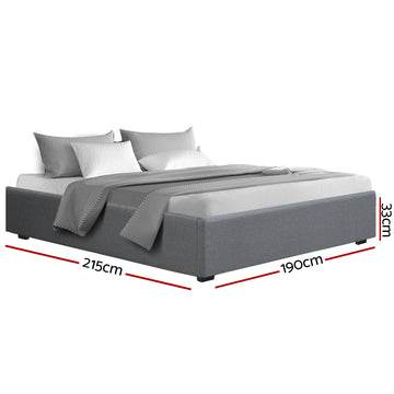 Artiss Bed Frame King Size Gas Lift Base Grey TOKI - 0