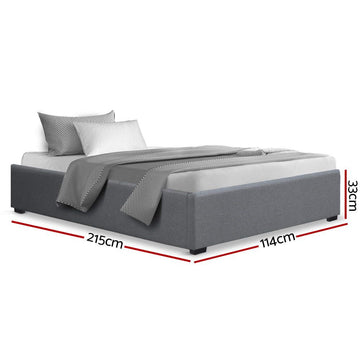 Artiss King Single Size Gas Lift Bed Frame Base With Storage Platform Fabric - 0