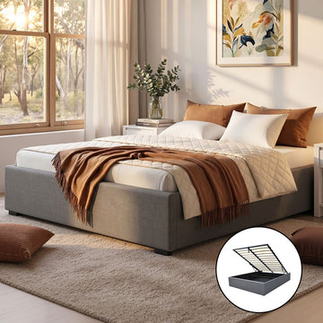 Artiss Queen Size Gas Lift Bed Frame Base With Storage Platform Fabric