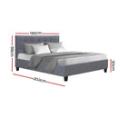 Artiss Bed Frame Double Size Grey VANKE-3