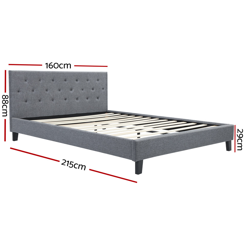 Artiss Bed Frame Queen Size Grey VANKE - 0