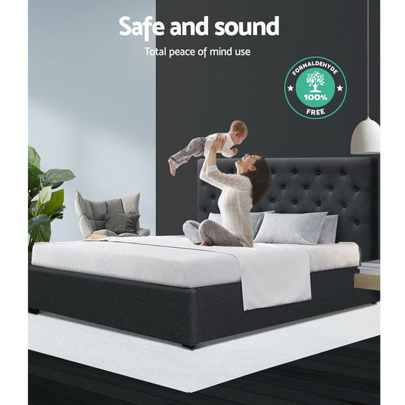 Artiss Bed Frame Double Size Gas Lift Charcoal VILA