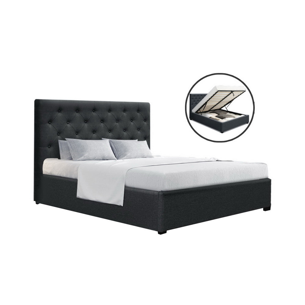 Artiss Bed Frame Double Size Gas Lift Charcoal VILA - 0