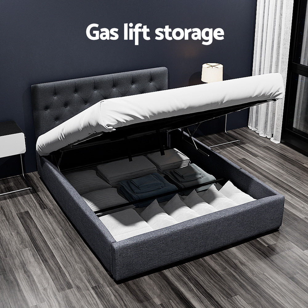 Artiss Bed Frame Double Size Gas Lift Charcoal VILA