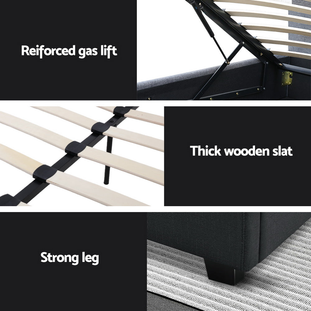 Artiss Bed Frame Double Size Gas Lift Charcoal VILA