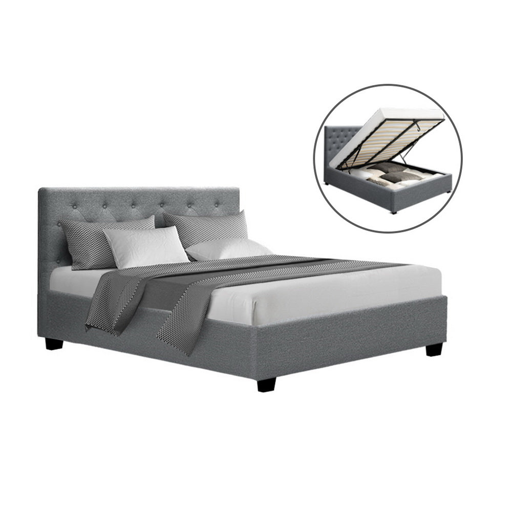 Artiss Bed Frame Double Size Gas Lift Grey VILA