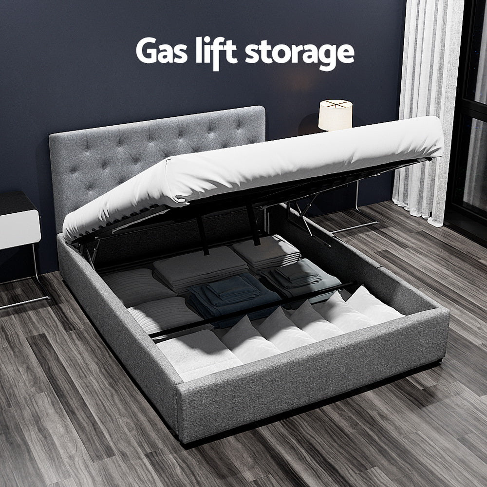 Artiss Bed Frame Double Size Gas Lift Grey VILA