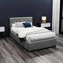 Artiss Vila Bed Frame Fabric Gas Lift Storage - Grey King Single-14