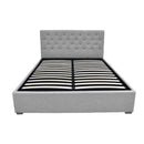 Artiss Vila Bed Frame Fabric Gas Lift Storage - Grey Queen-4