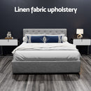 Artiss Vila Bed Frame Fabric Gas Lift Storage - Grey Queen-6